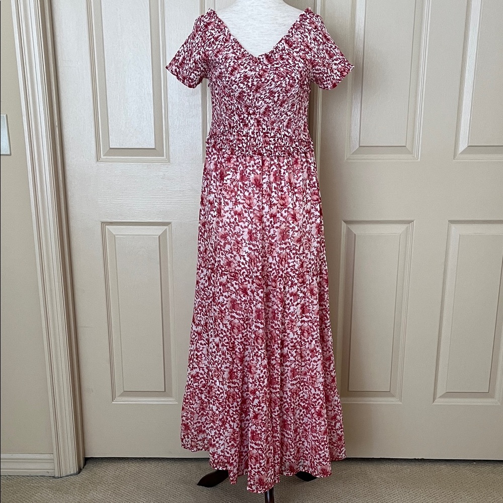 Steve Madden off shoulder Pink Floral Maxi Dress